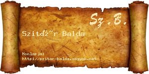 Szitár Balda névjegykártya